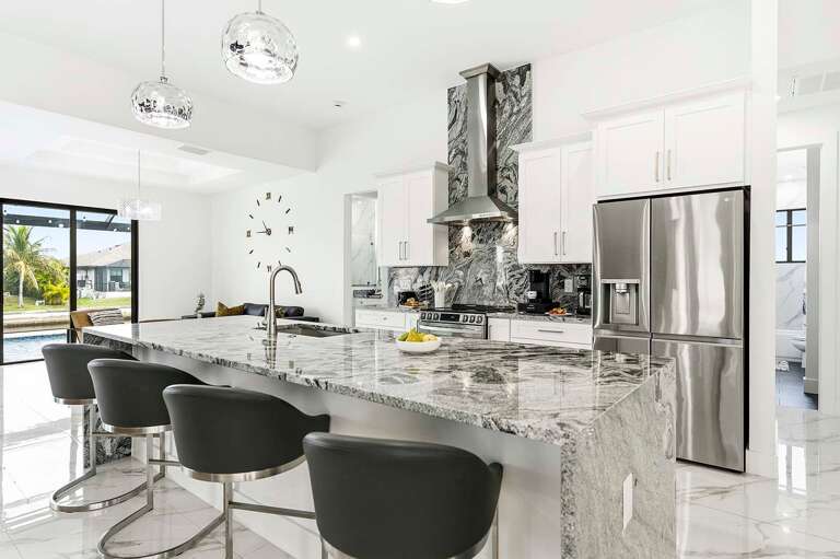 Open Kitchen and Waterfall Island for Extra Seating