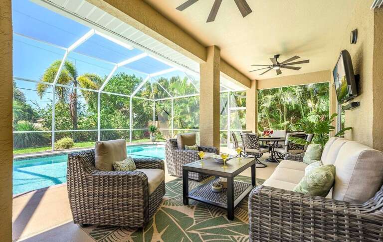 Covered Lanai with Lounge Area for Relaxing