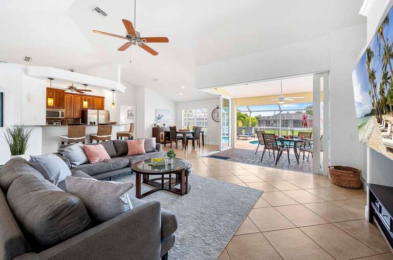 Open Concept Living Room with Views of the Lanai