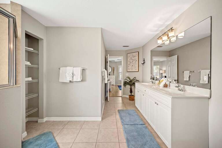 Jack and Jill Main Bathroom with Shower and Dual Sinks