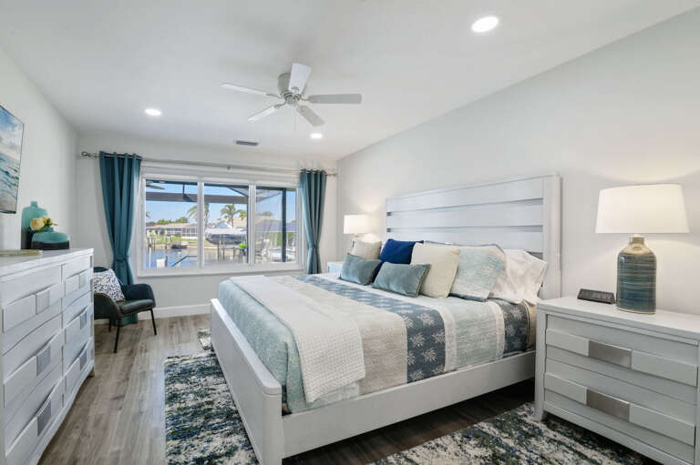 Main King Bedroom with Views of the Large Canal