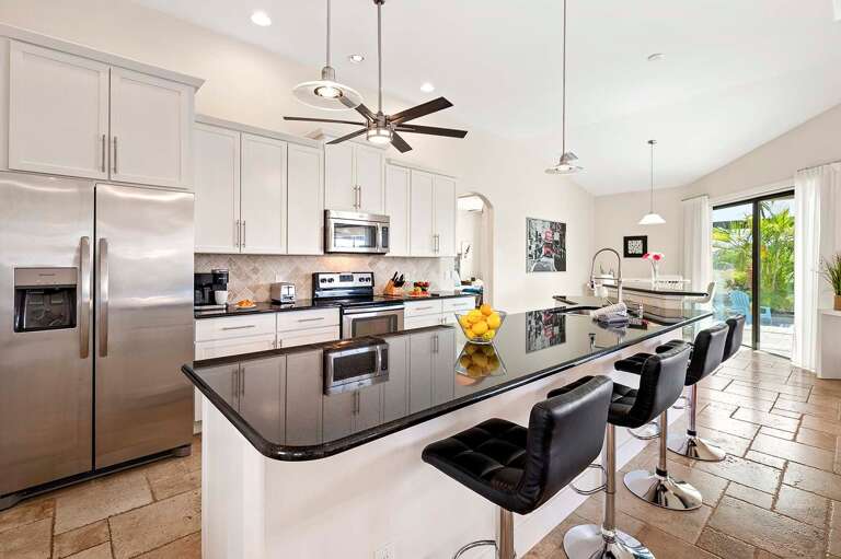 Large Kitchen with Bar and Views of the Main Living Space