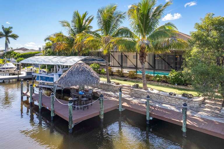 Rear View of Starfish with Gulf Access and Dock for Fishing
