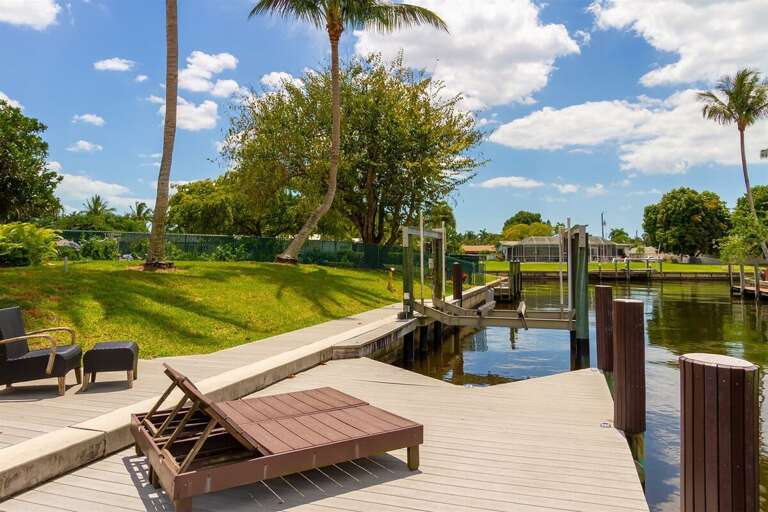 Boat Dock with lounge seating overlooking the canal