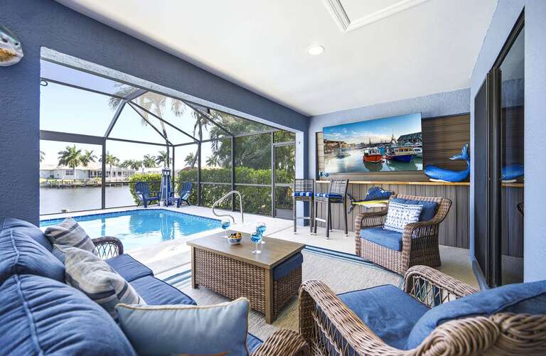 Outdoor Relaxing Sitting Area with TV