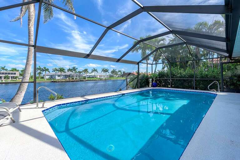 Sunset Pier has one of the Widest Canals in Cape Coral