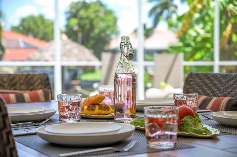 Enjoy your Meals under the Covered Lanai