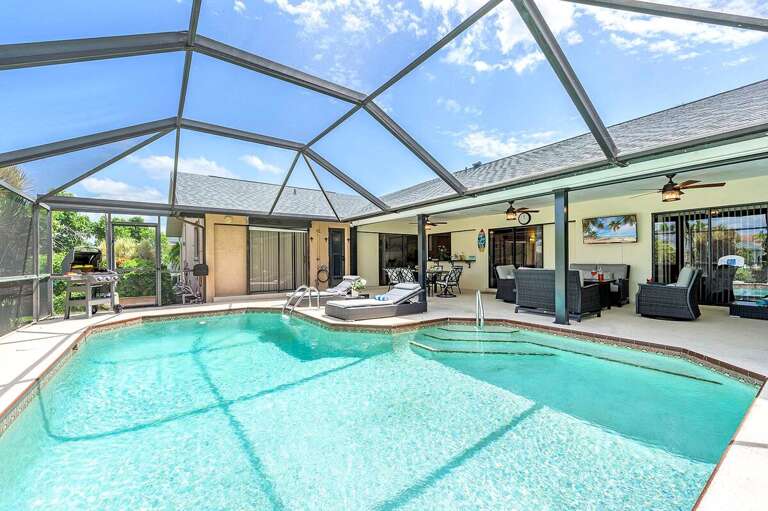Western Facing Pool Area offers plenty of Sun and Relaxing Times