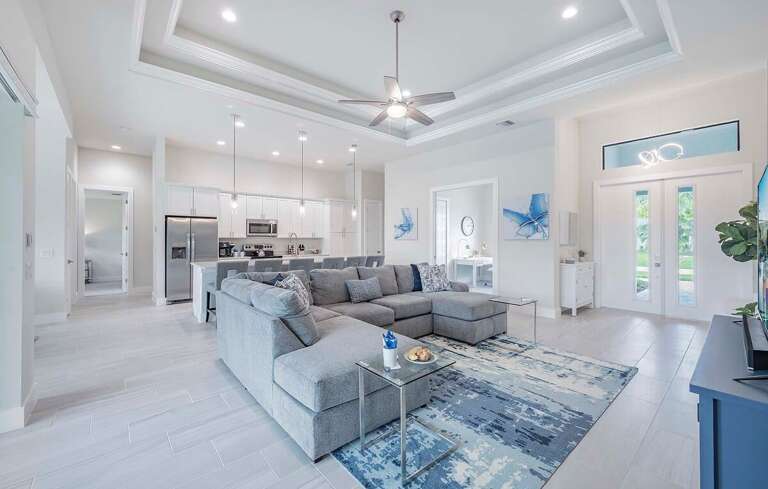 View of the Living Room & Kitchen from the Master Bedroom Door