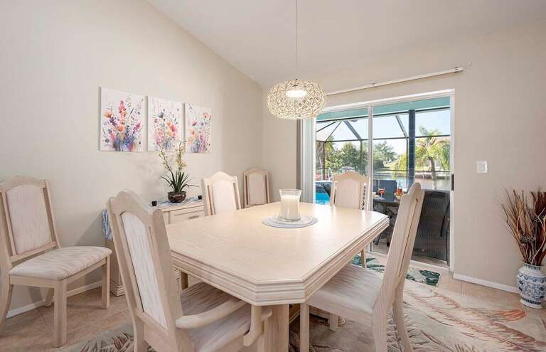 Dining Space with View of the Pool