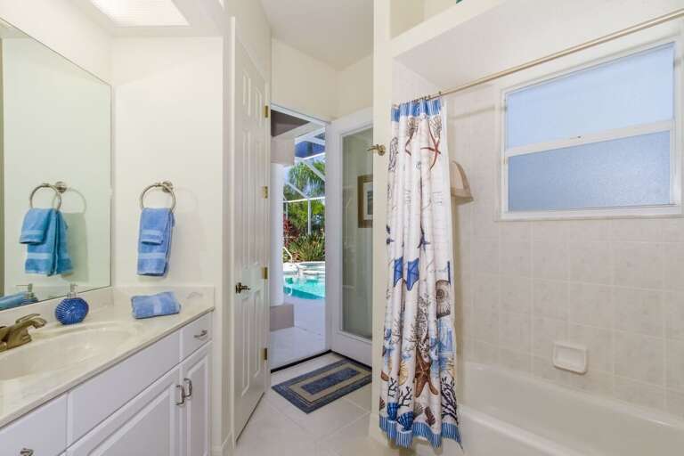 Pool Bathroom with Shower Tub Combo