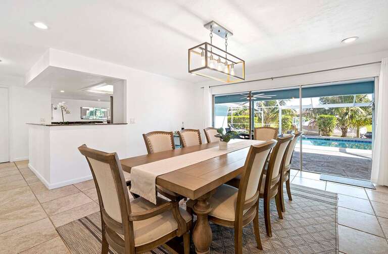 Dining Space for the Family with Views of the Lanai and Pool