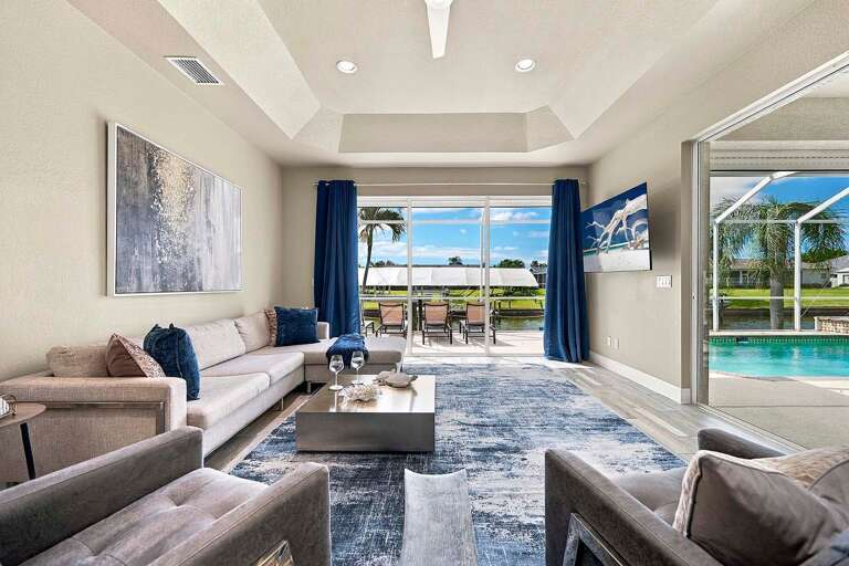 Living Room with Large TV offering Streaming Services
