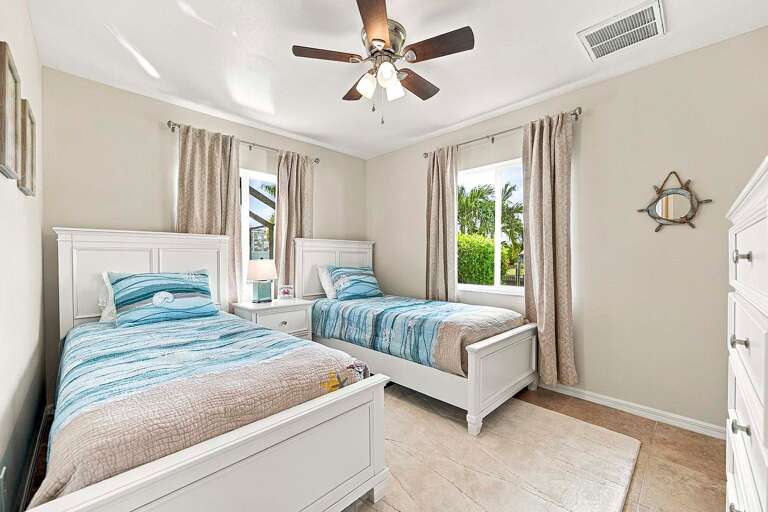 Twin Bedroom with Garden View and Pool View