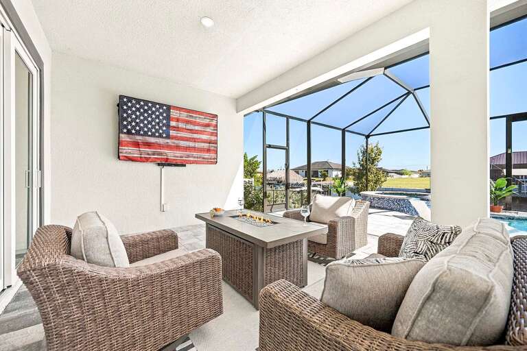 Fire Table with TV Great for Watching the Sunday Football Game or Just Relaxing