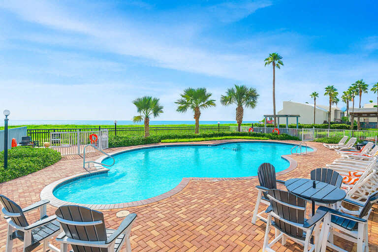 Poolside Paradise, Palm Trees, Ocean View