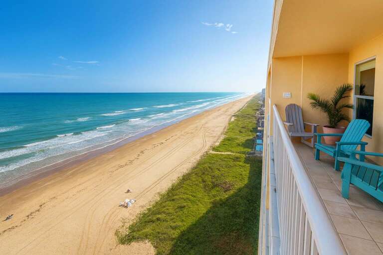 Balcony Overlooking Beach And Ocean Waves