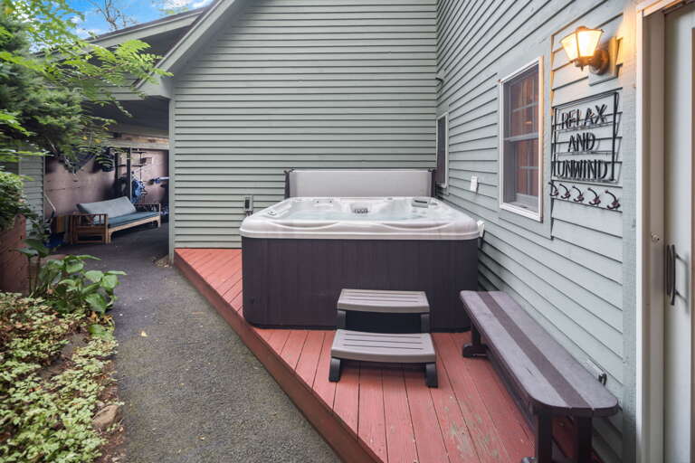 Deckside Hot Tub Nestled Near Leafy Lane