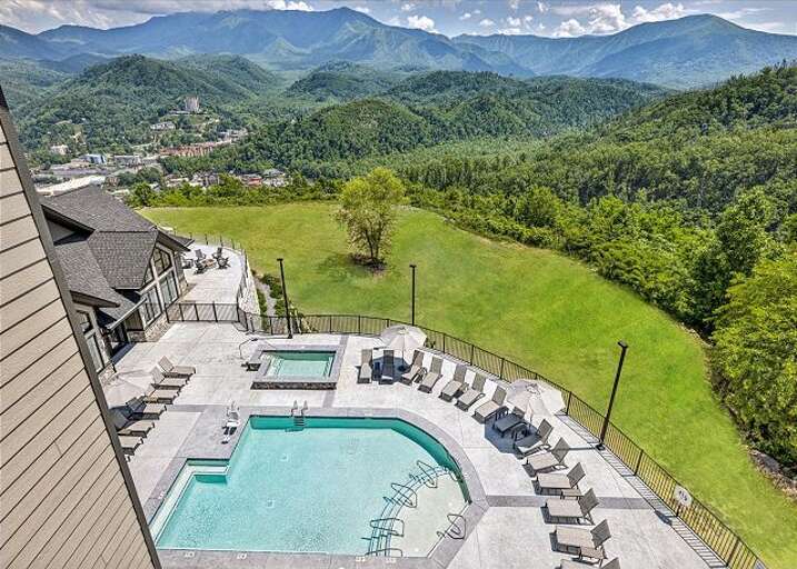 Private Balcony with Pool and Mountain View from your Gatlinburg Condo