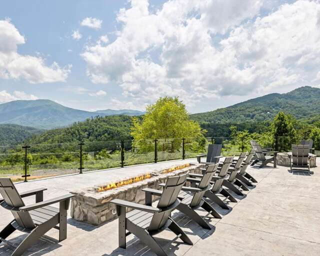 Terrace With Chairs Facing Tranquil Mountains