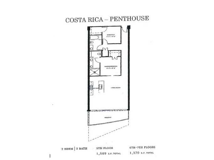 Floor Plan-139 more sq ft of balcony than comparable units!