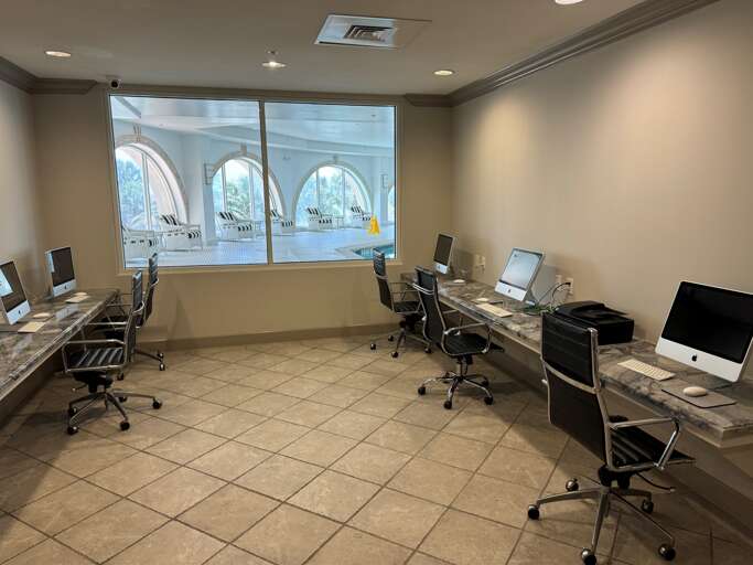 Need a space to work?  A shared business center is available!  If you want to stay in the condo for a Zoom meeting, the condo is equipped with 800 Mbps Wi-Fi!  Much faster than standard hotel Wi-Fi packages.