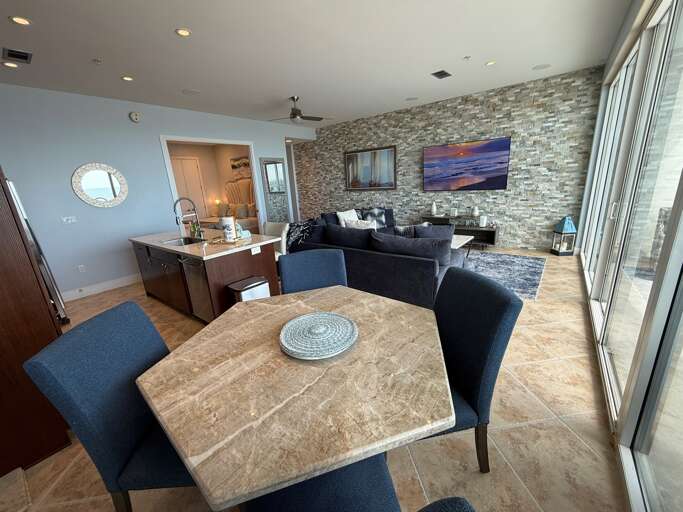 Oversized living with 75 inch Smart TV