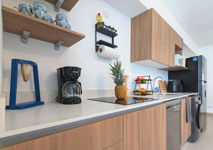 Induction cooktop and coffee area