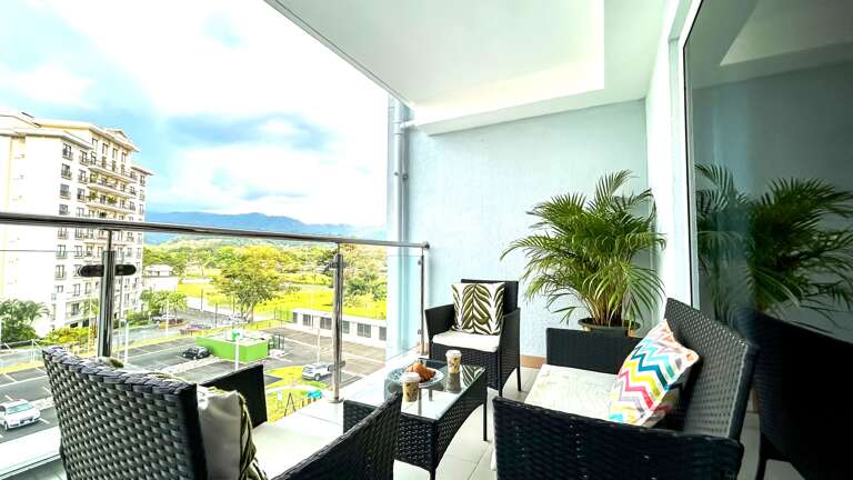 Balcony seating and view