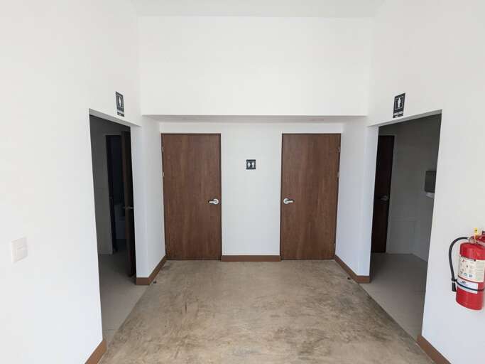 Common area bathroom and showers Common area bathroom and showers