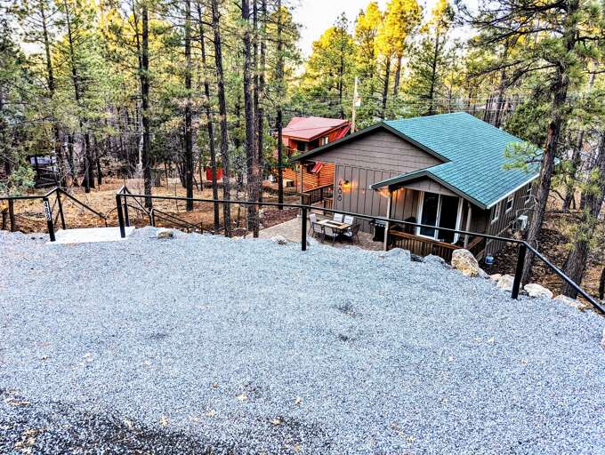 The private parking area enough room for 2-3 vehicles depending on size.