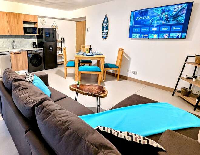 Lounge and relax with friends and family. Enjoy Disney + or local cable stations.