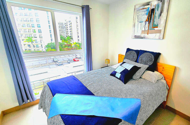 Guest bed with pool view