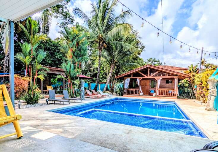 Pool with String of Lights