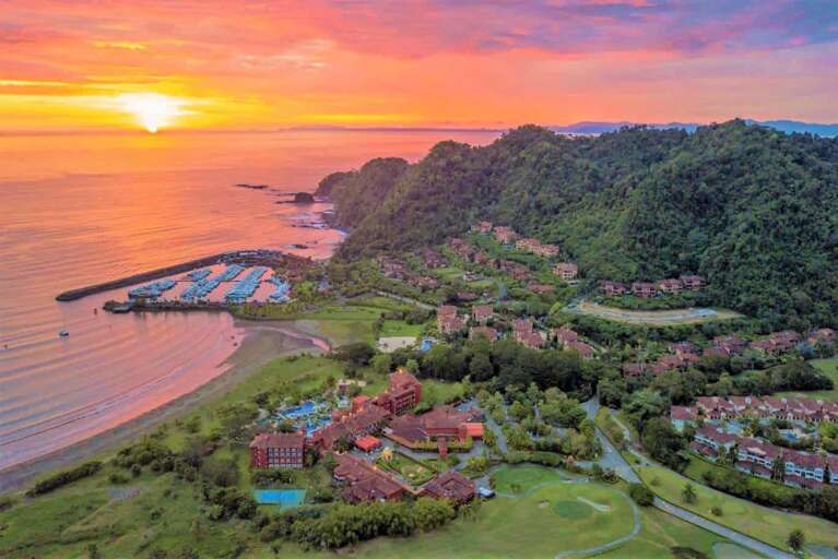 Sunset Aerial of Los Sueños and Playa Herradura