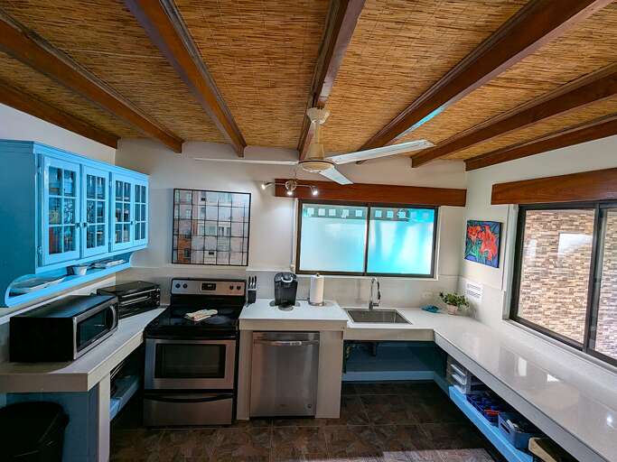 Fully stocked shared kitchen
