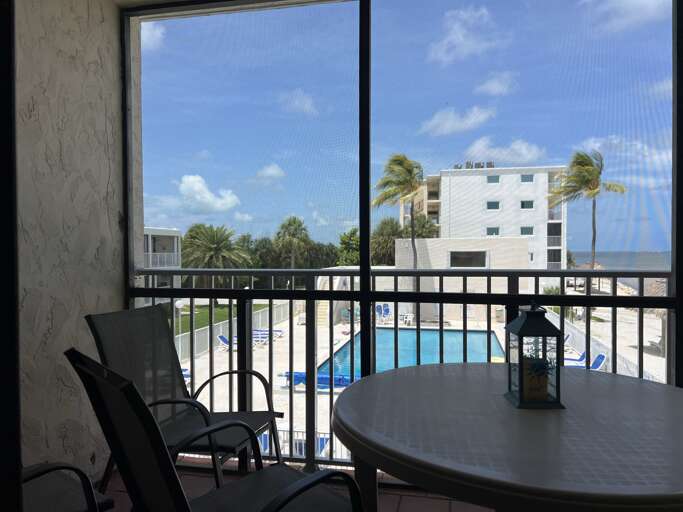 Enjoy ocean and pool views from the patio