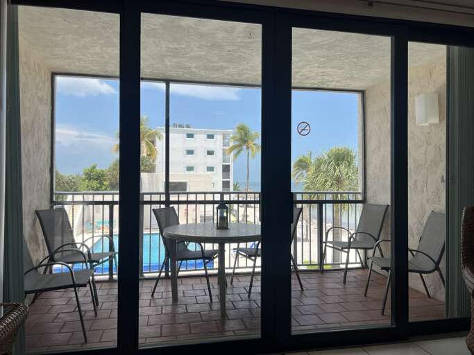 Enjoy ocean and pool views from the living area