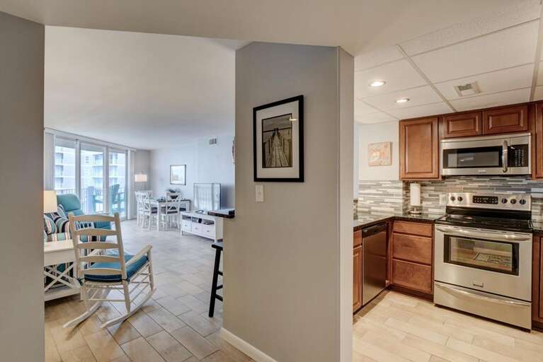 Kitchen, Living and Dining Area