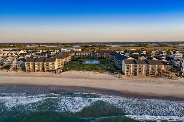 Beach, Aerial view of Surf Condos at sunrise