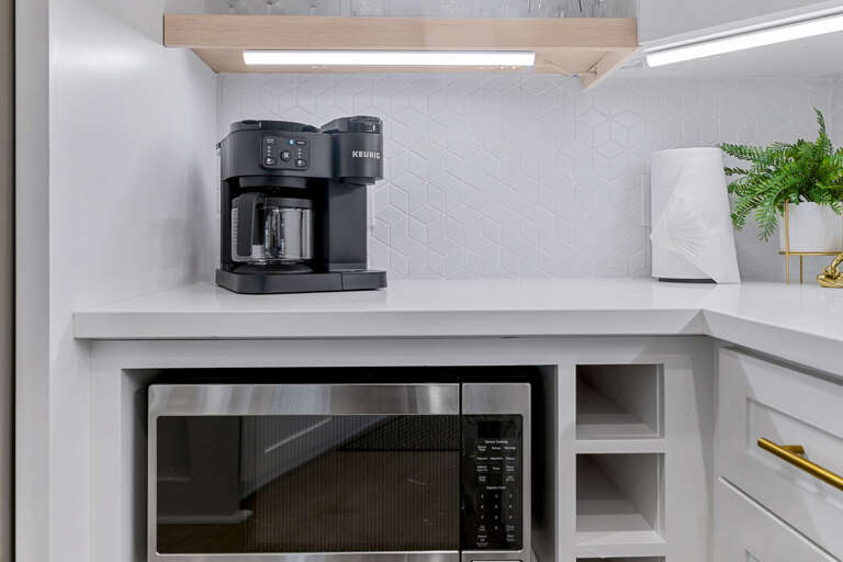 Keurig coffee machine and microwave