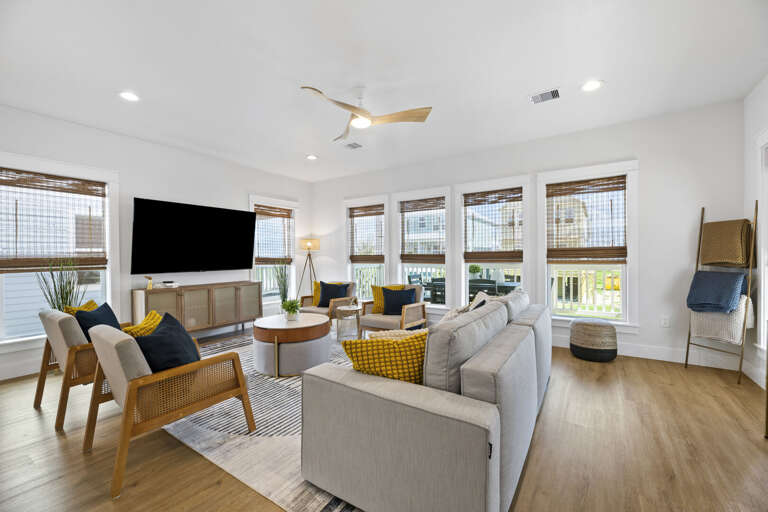 Living room space with great views from all windows!