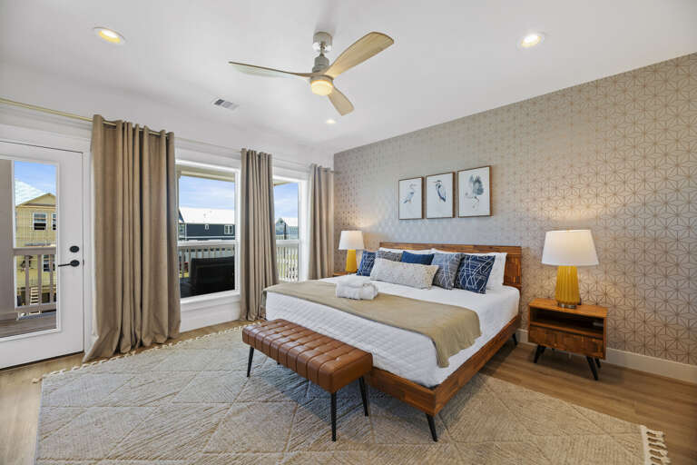 Modern master bedroom with patio!