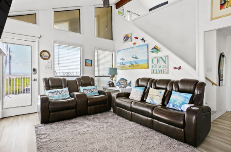 Nice, open space with big comfy couches for lounging.