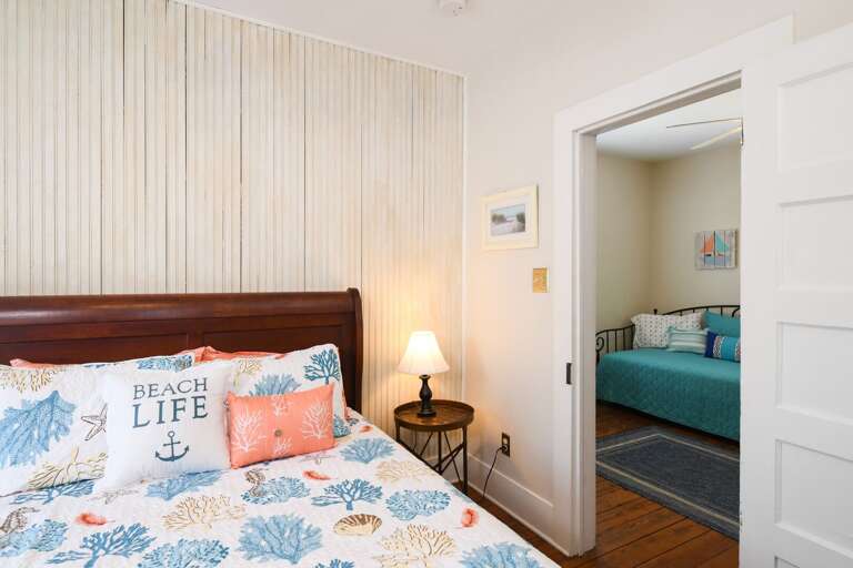 Queen bedroom, looking out to daybed/trundle.