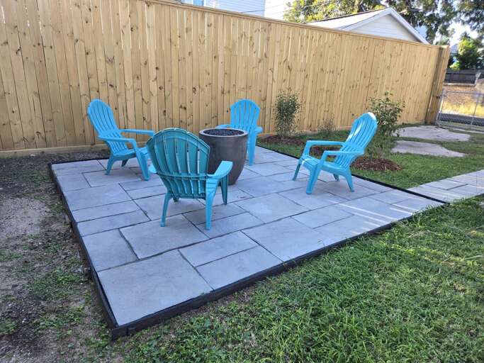 Recently added firepit and seating