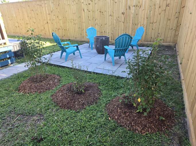 Recently added firepit and seating