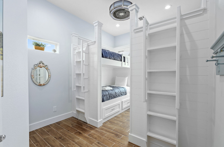 2 twin over twin bunk beds, sleeping 4.