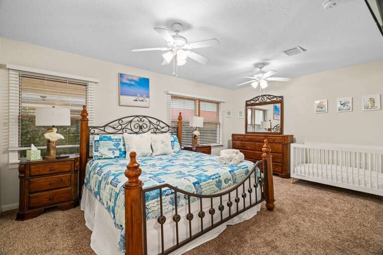 Primary bedroom with crib (if needed)