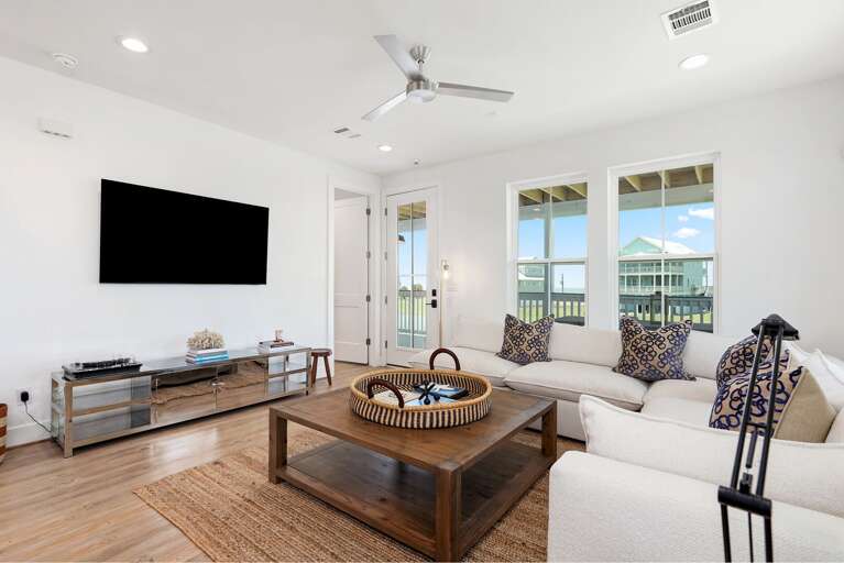 After a fun day at the beach and pool sink into the big comfy couch, unwind and watch a good movie with those you love.